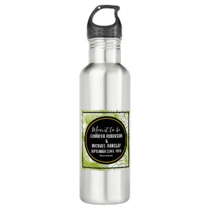 Green Palm Blätter Rainforest Pattern Hochzeit Edelstahlflasche