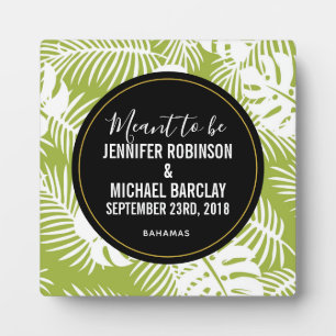Green Palm Blätter Rainforest Pattern Hochzeit Fotoplatte