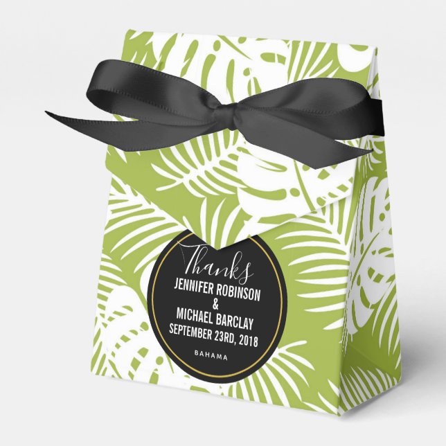 Green Palm Blätter Rainforest Pattern Hochzeit Geschenkschachtel (Vorderseite)
