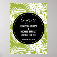 Green Palm Blätter Rainforest Pattern Hochzeit