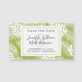 Green Palm Blätter Regenwaldmuster Hochzeitstag Magnetkarte