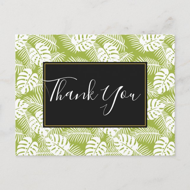 Green Palm Blätter Regenwaldmuster Vielen Dank Postkarte (Vorderseite)