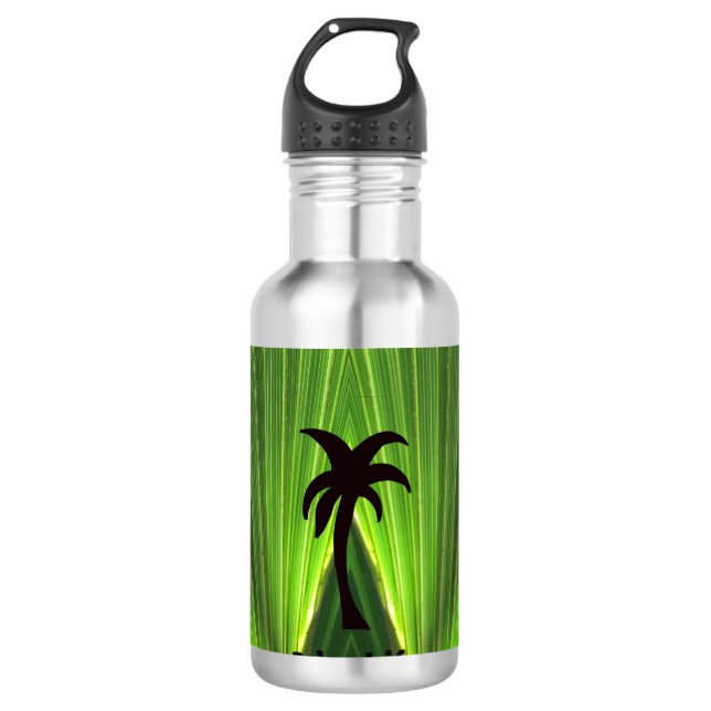 Green Palm Frond Edelstahlflasche (Vorderseite)