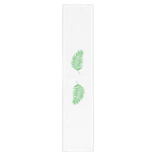Green Palm Fronds Silhouetten Weiß Kurzer Tischläufer