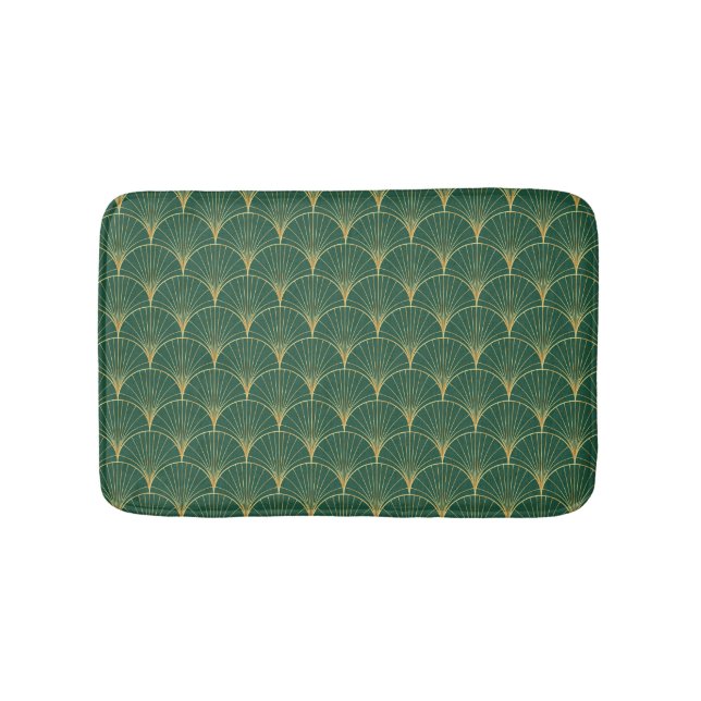 Green Palm Leaf Art Deco Badematte (Vorderseite)
