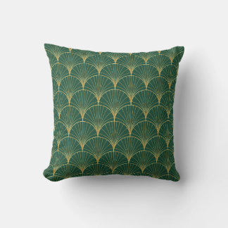 Green Palm Leaf Art Deco Kissen