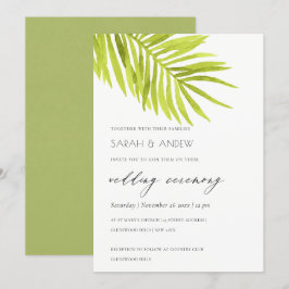 GREEN PALM LEAF WATERCOLOR FOLIAGE WEDD EINLADUNG