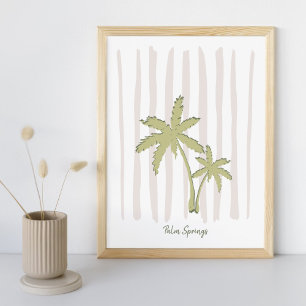 Green Palm Pair auf Beige Streifen Poster