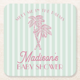 Green Palm Spring Pastel Beach Baby Dusche Rechteckiger Pappuntersetzer