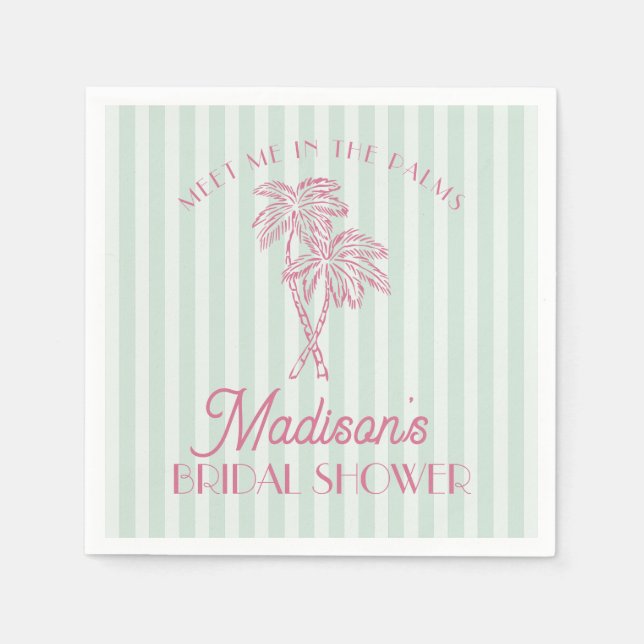 Green Palm Spring Pastel Beach Brautparty Serviette (Vorderseite)
