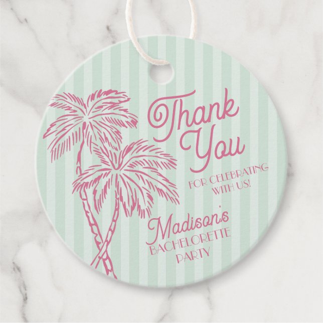 Green Palm Spring Pastel Beach Junggeselinnen-Absc Geschenkanhänger (Vorderseite)