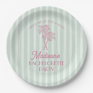Green Palm Spring Pastel Beach Junggeselinnen-Absc Pappteller