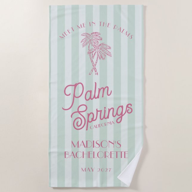 Green Palm Spring Pastel Beach Junggeselinnen-Absc Strandtuch (Vorderseite)