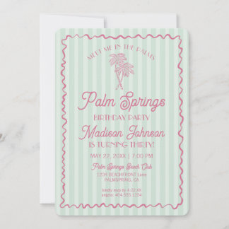 Green Palm Springs Pastel Beach Geburtstagsparty Einladung