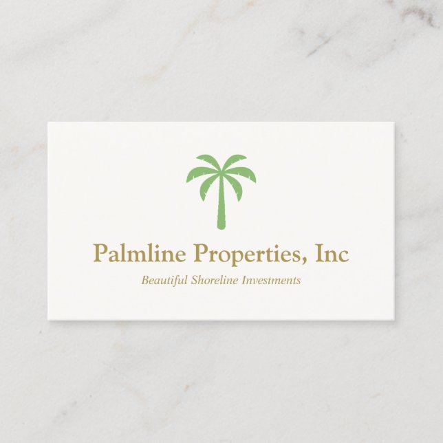 Green Palm Tree Beach Front Real Anwesen Telefonnummerkarte (Vorderseite)