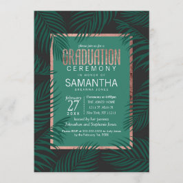 Green Palm Tree Blätter Black Rose Gold Abschluss Einladung