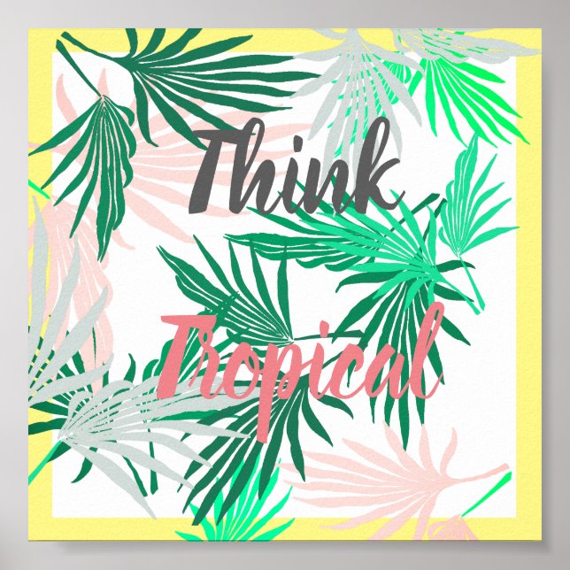 Green Palm Tree Blätter denken Tropical Poster (Vorne)