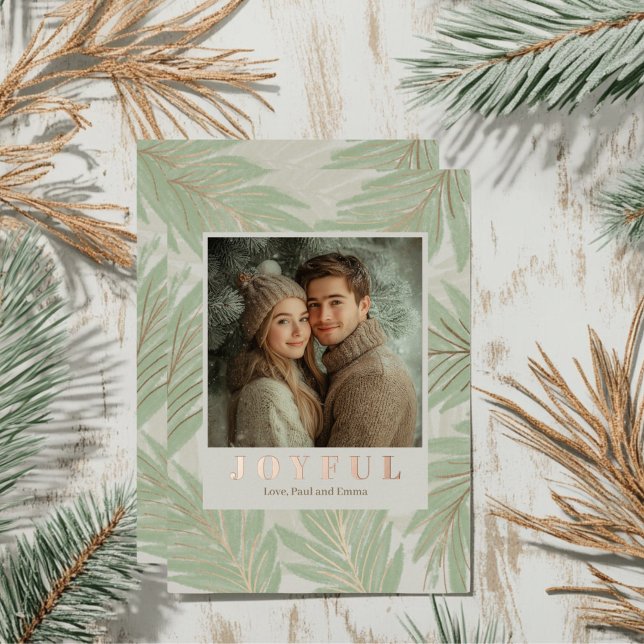 Green Palm Tree Weihnachten Folien Feiertagskarte (Pastel Green Foil Holiday Palm Tree Card )