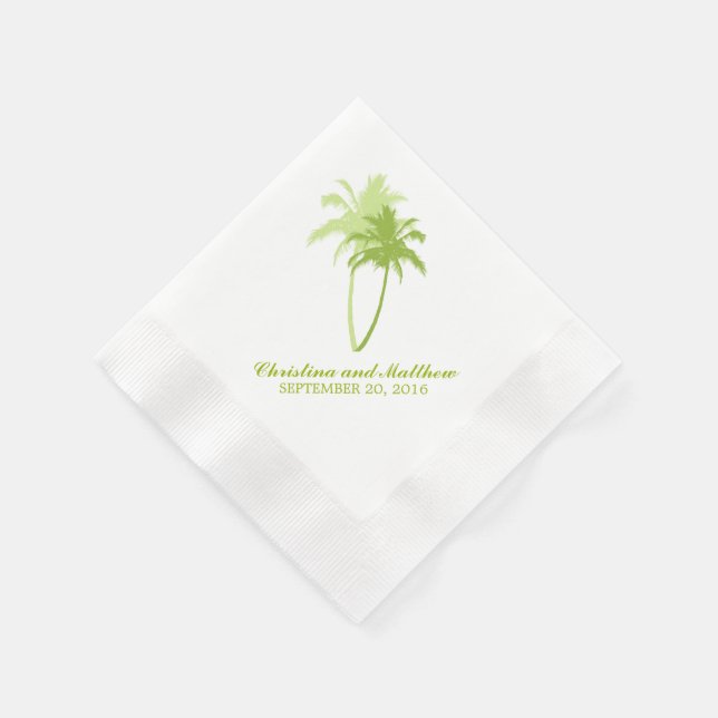 Green Palm Trees Beach Hochzeit Serviette (Ecke)