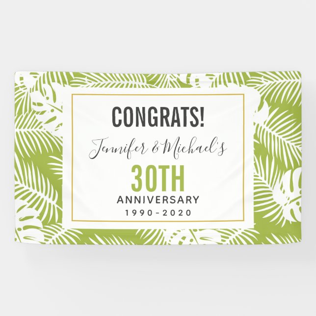 Green Palm Verlasse Jungle Pattern Jahrestag Banner (Horizontal)