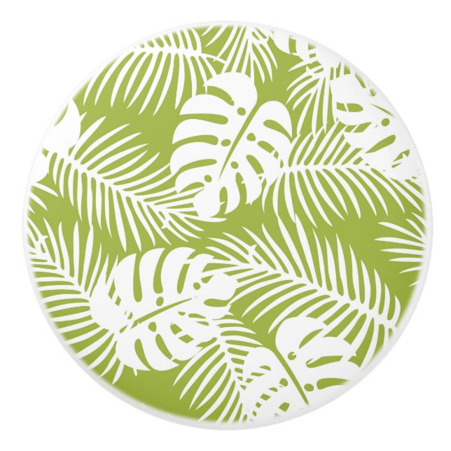 Green Palm Verlasse Regenwaldmuster Keramikknauf (Vorderseite)
