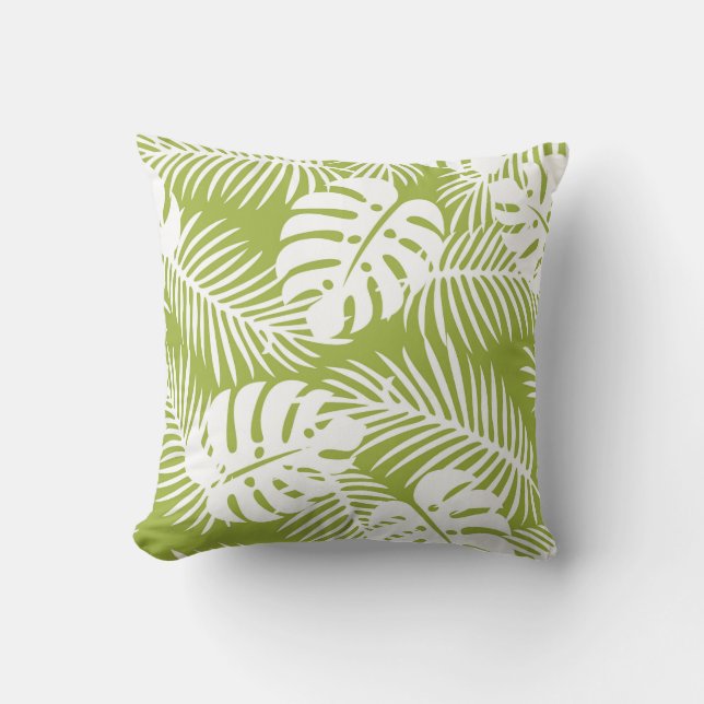 Green Palm Verlasse Regenwaldmuster Kissen (Vorderseite)