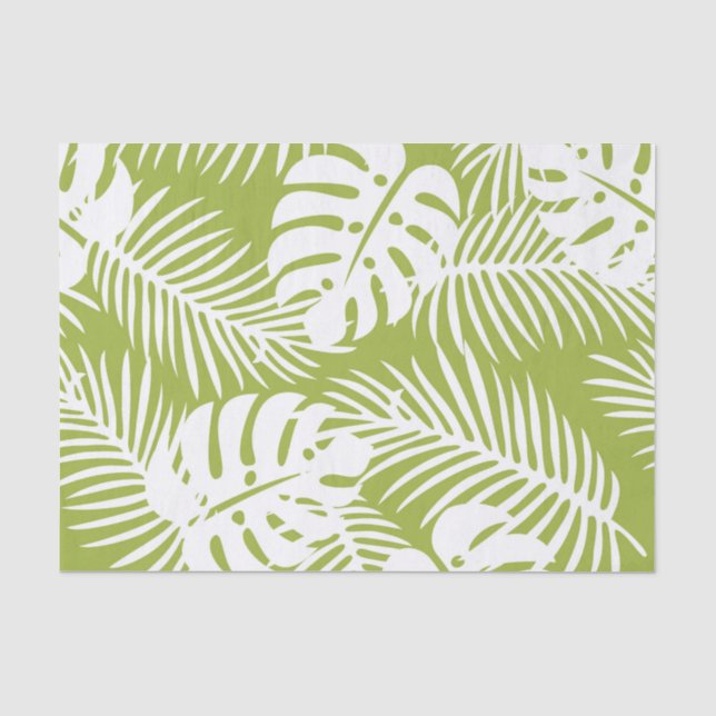 Green Palm Verlasse Regenwaldmuster Seidenpapier (Vorderseite)
