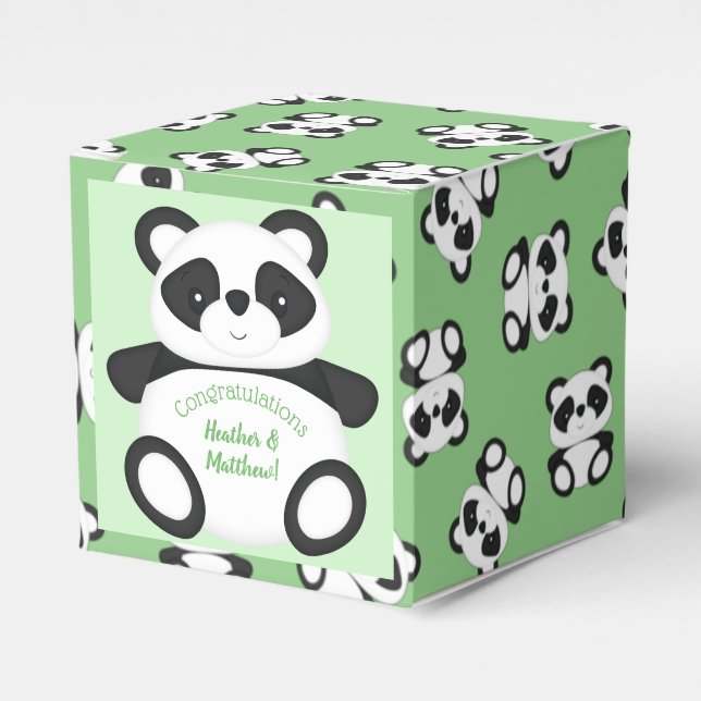 Green Panda Bear Baby Dusche Geschenkschachtel (Vorderseite)