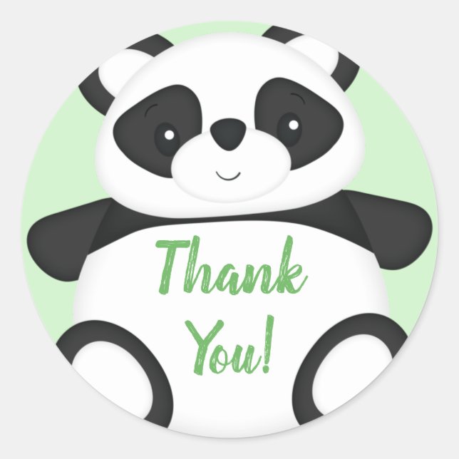 Green Panda Bear Baby Dusche Runder Aufkleber (Vorderseite)