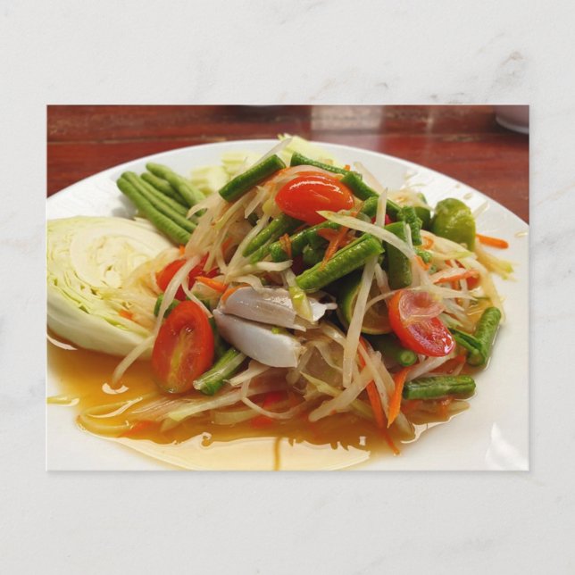 Green Papaya Salad Thai Gesunde Lebensmittel Postkarte (Vorderseite)