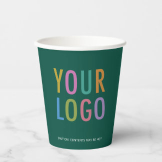 Green Paper Cups Custom Company Logo Branded 8 oz Pappbecher