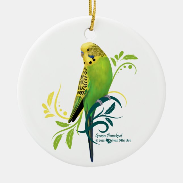 Green Parakeet Keramik Ornament (Vorne)