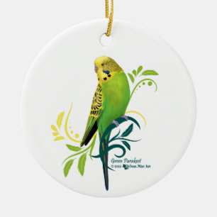 Green Parakeet Keramik Ornament