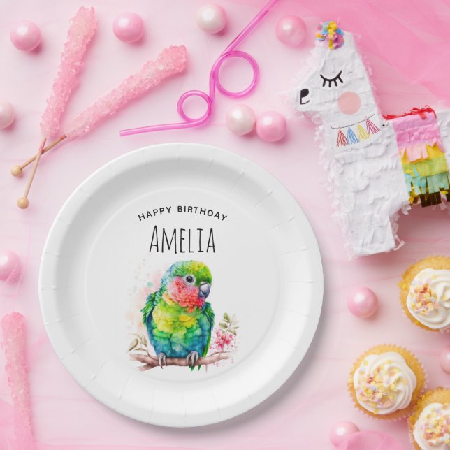 Green Parrot - Niedlicher Baby Bird Birthday Pappteller (Party)