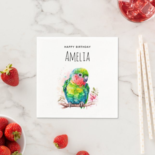 Green Parrot - Niedlicher Baby Bird Birthday Serviette (Beispiel)