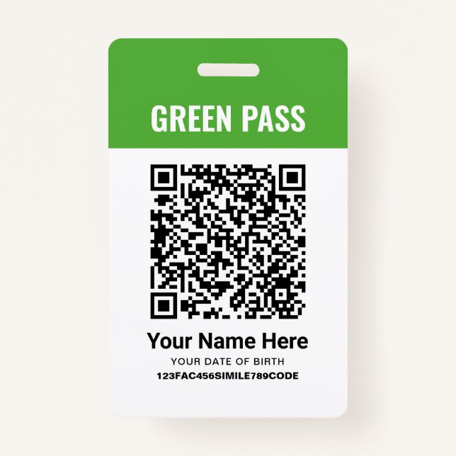 Green Pass-Impfzertifikat PVC bedruckt Ausweis (Vorderseite)