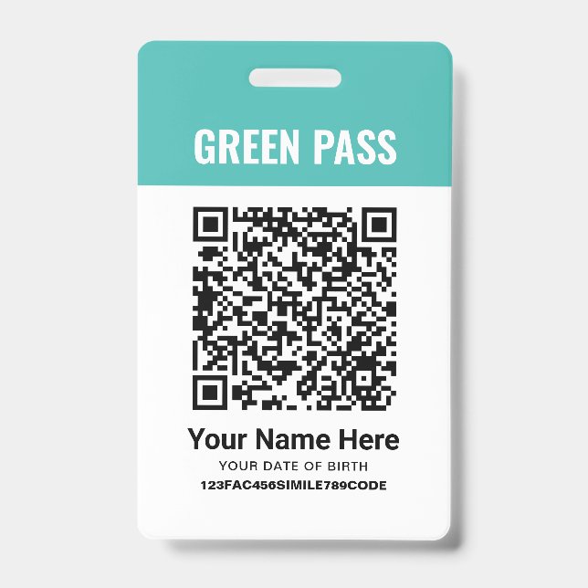Green Pass-Impfzertifikat PVC Türkis Ausweis (Vorderseite)