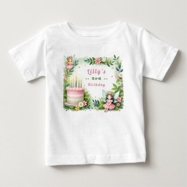 Green Pastel Fairy Birthday - Baby T-shirt (Vorderseite)