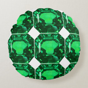 Green Pattern Emerald Rundes Kissen
