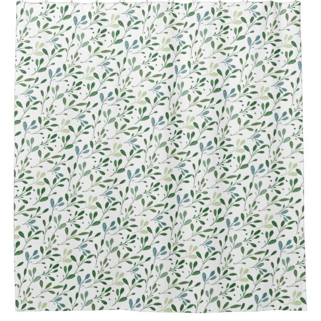 Green pattern leaves  duschvorhang (Vorderseite)