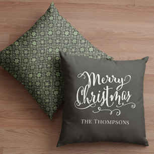 Green Pattern Merry Christmas Custom Kissen