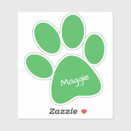 Green Paw Print Custom Cut Vinyl Sticker