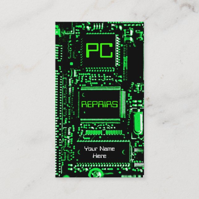 Green "PC-Reparaturen" der Visitenkarte grün (Vorderseite)