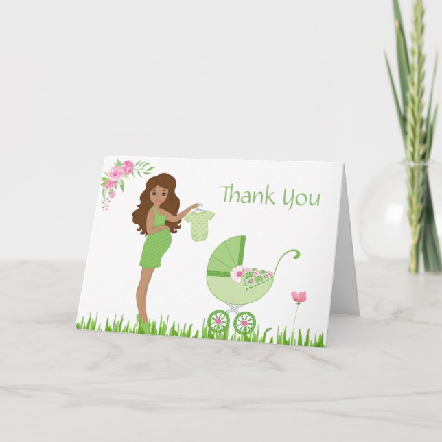 Green Pea Baby Dusche Vielen Dank Dankeskarte (Vorderseite)