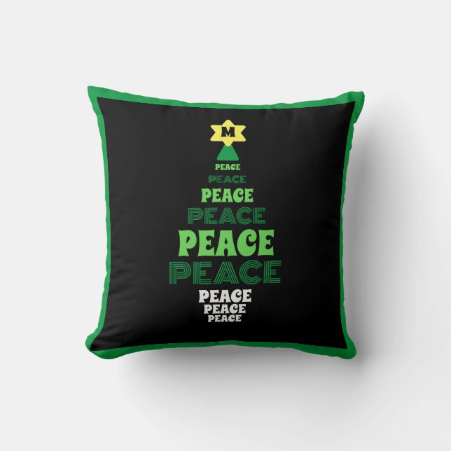 Green Peace Christmas Tree Single Initial Kissen (Vorderseite)
