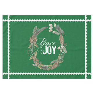 Green Peace Joy Evergreen Cones Wreath Tablecloth Tischdecke