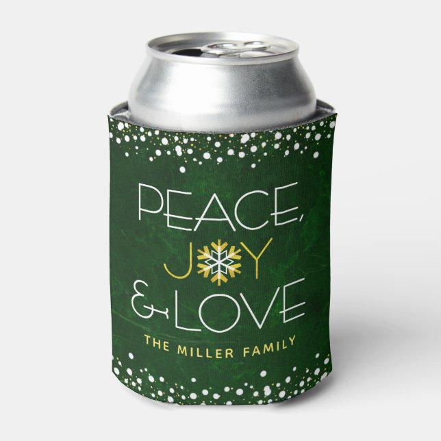 Green Peace Joy Liebe Weihnachten Moderne Schneefl Dosenkühler (Kanne Vorderseite)