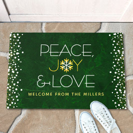 Green Peace Joy Liebe Weihnachten Moderne Schneefl Fußmatte