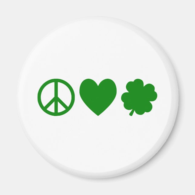 Green Peace Liebe & Kleeblatts Magnet (Vorne)