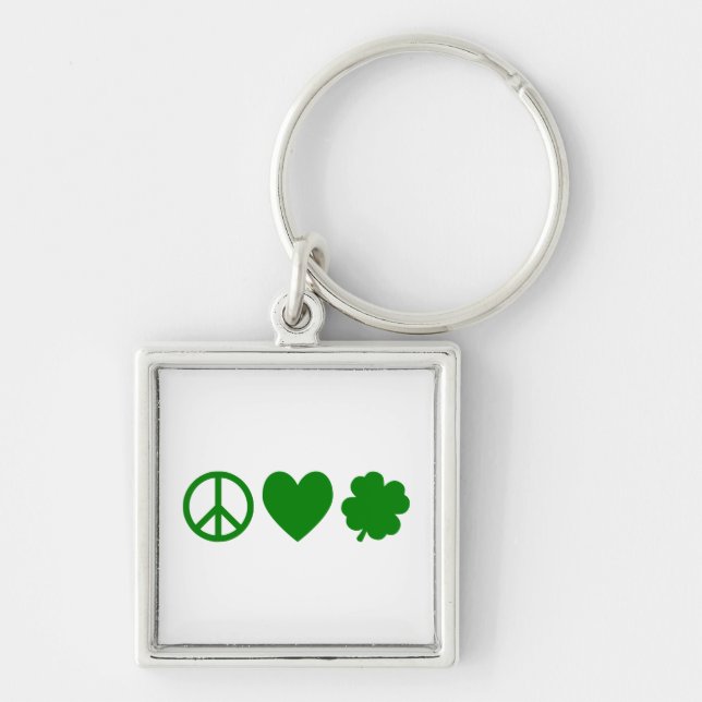Green Peace Liebe & Kleeblatts Schlüsselanhänger (Vorne)